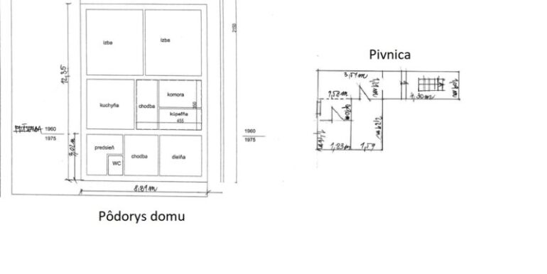 Pôdorys domu + pivnica M. Lapáš